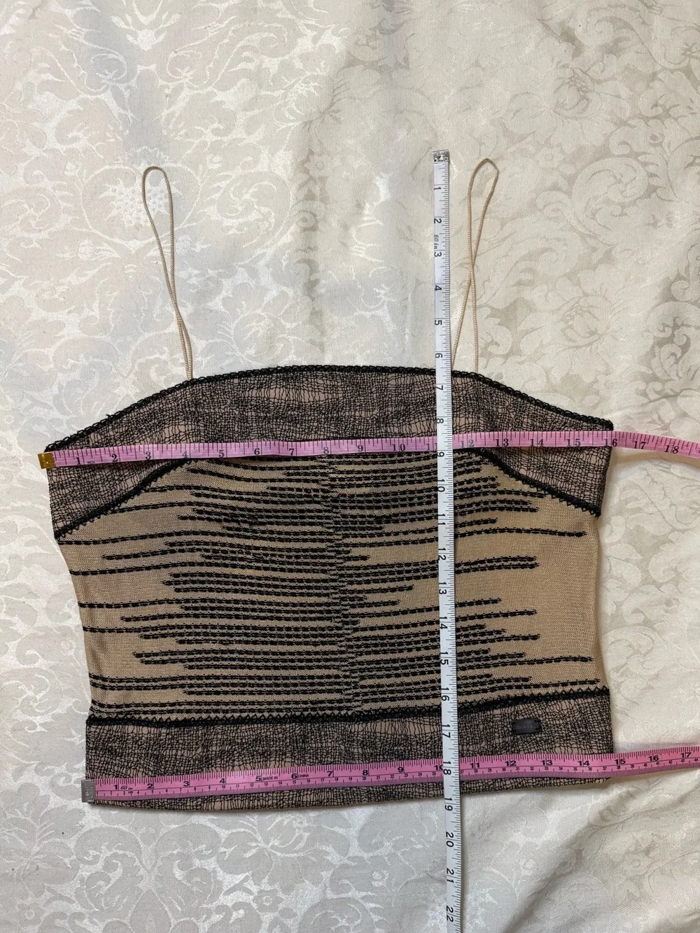Stunning CHANEL 03P Spring 2003 Black Beige Knit Tube Top Sz 40 France